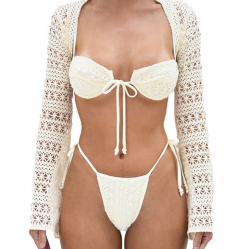 Heart of Sun Crochet Bikini top and long sleeve cover